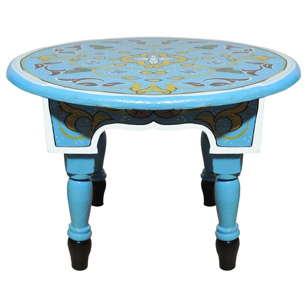 Orientalischer Holz Tisch Mida Hellblau