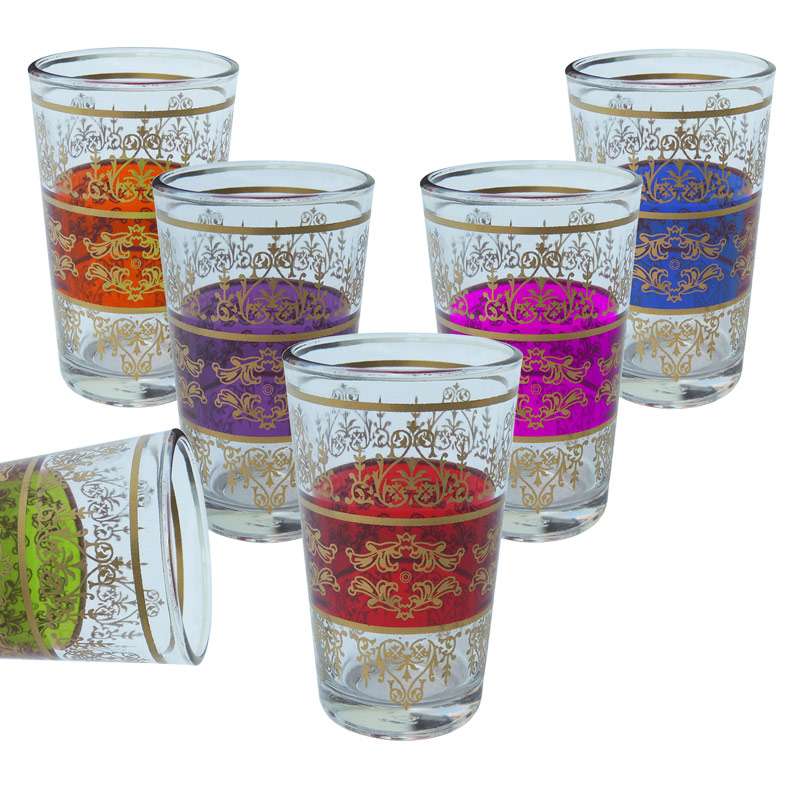 Orientalische Teegläser Marokko - 6-teiliges Set In Bunten Farben