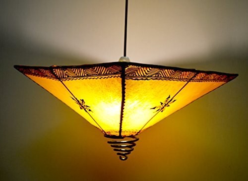 Orientalische Leder-Deckenlampe Natur