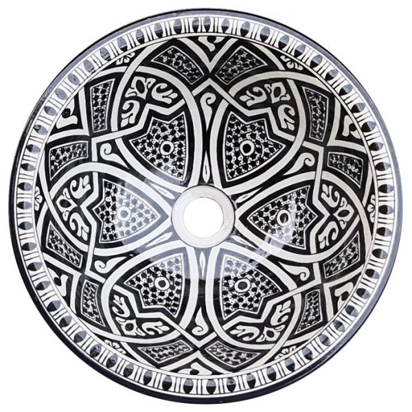Orientalischer Waschtisch aus Keramik Schwarz/Weiß 55