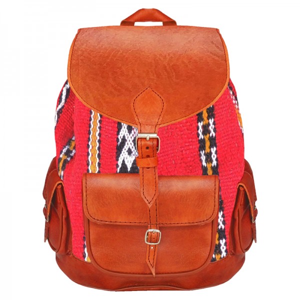 Orientalischer Leder Rucksack Kelim Gold