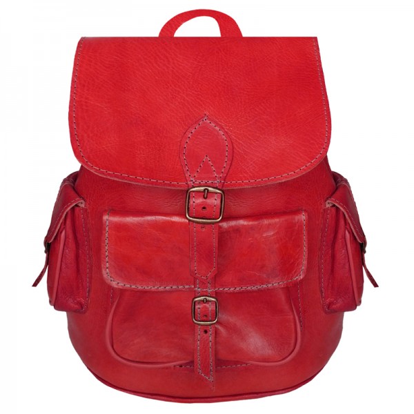 Rucksack aus Marokko Echtleder Rot