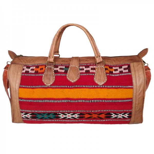 Orientalische Ledertasche Kelim XL