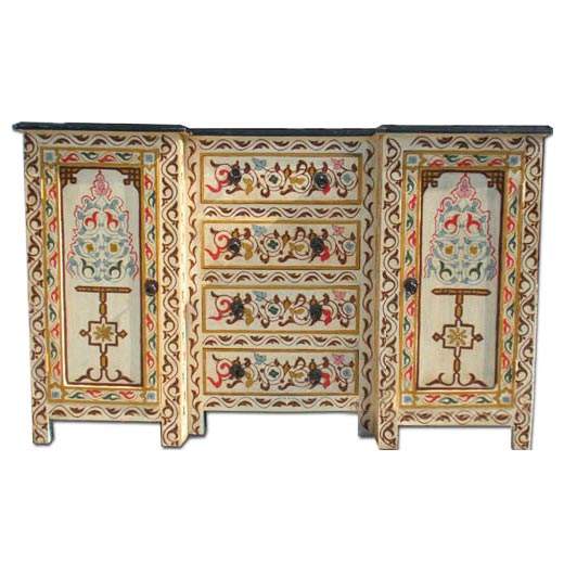 Sideboard Orientalisch Weiß bemalt