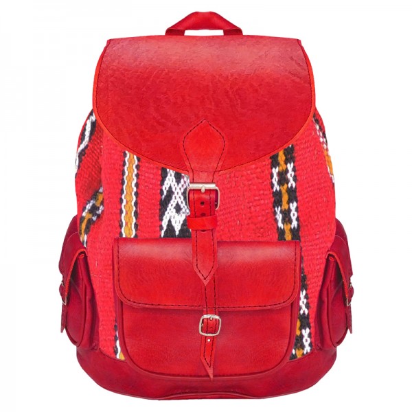 Orientalischer Leder Rucksack Kelim Rot