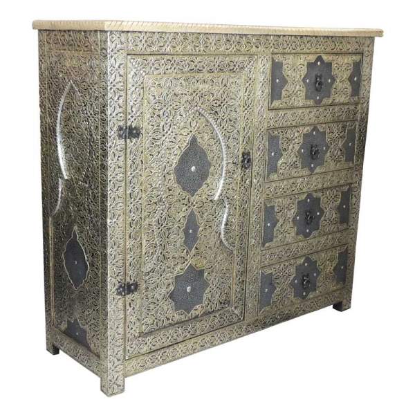 Orientalische Kommode Silber Hayat | Orient Möbel